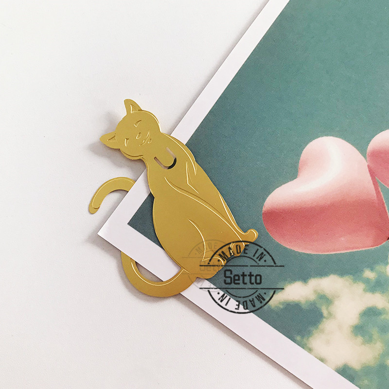 Chemical Etched Kitty brass bookmark cat gold bookmarks 